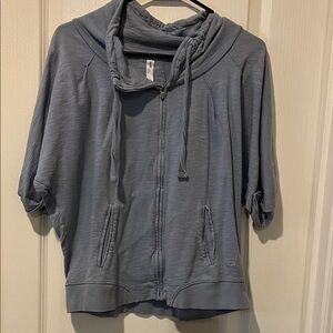 Women's Short Sleeve Zip-Up Hoodie - Blue